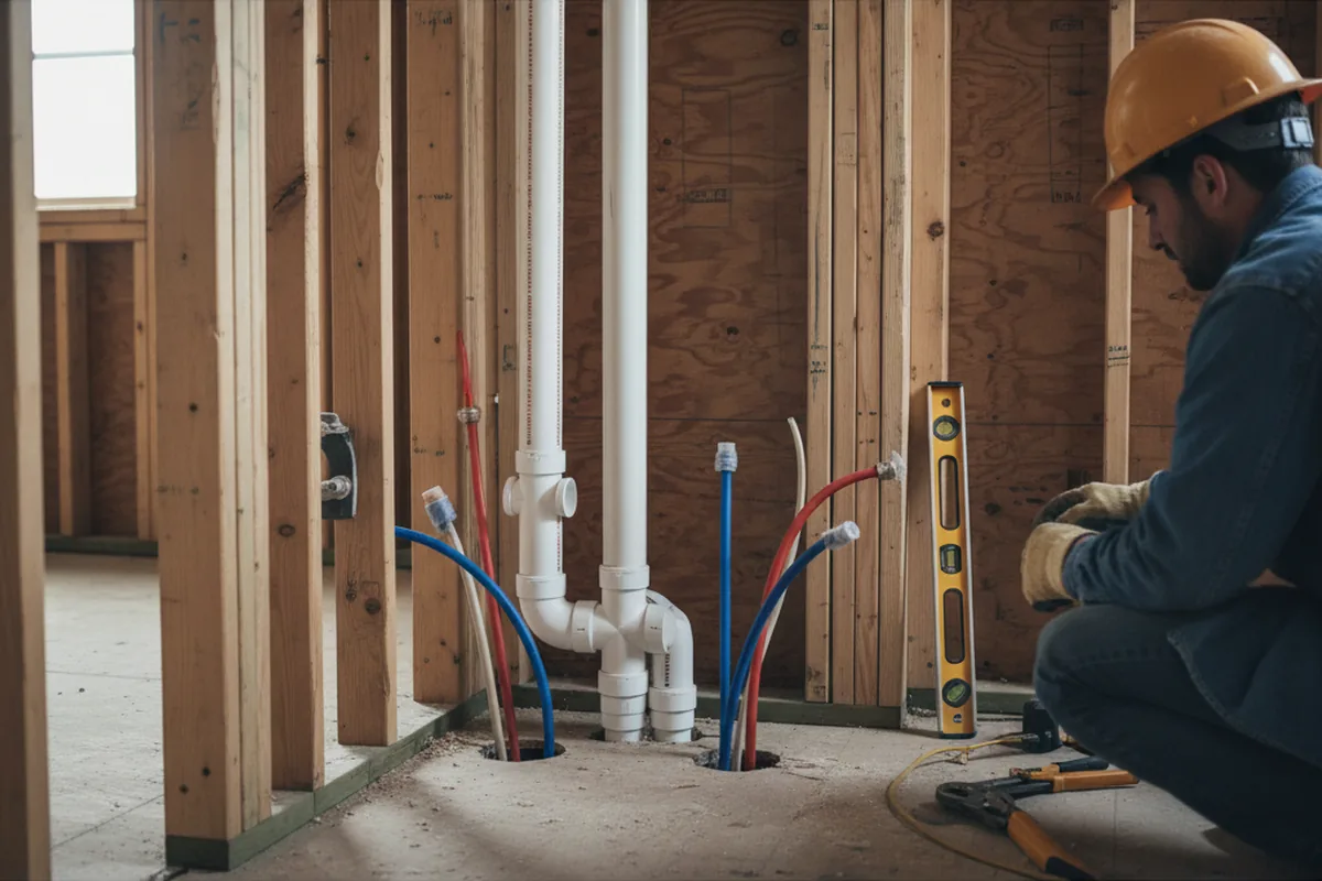 Drain and supply rough-in during Drain Cleaning in Cameron